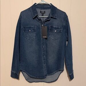 True Religion Dark Navy Denim Logo Shirt Jacket
